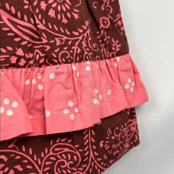 Young Colors Brown and pink floral long sleeve cotton dress size 18 months - Picture 5 of 9